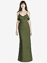Front View Thumbnail - Olive Green Ruffle-Trimmed Backless Maxi Dress - Britt