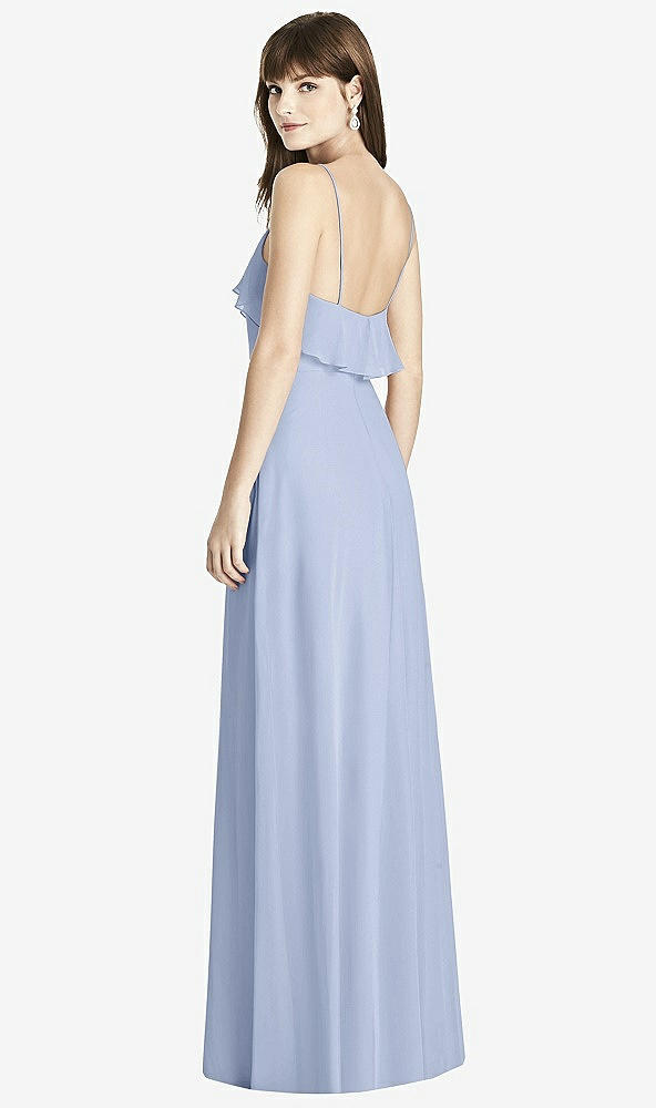 Back View - Sky Blue Ruffle-Trimmed Backless Maxi Dress - Britt