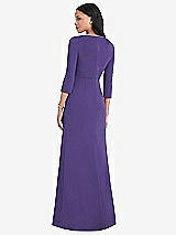Rear View Thumbnail - Regalia - PANTONE Ultra Violet Lux Jersey Draped Sleeve Maxi - Yara