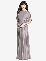 Front View Thumbnail - Cashmere Gray Split Sleeve Backless Maxi Dress - Lila