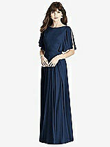 Front View Thumbnail - Midnight Navy Split Sleeve Backless Maxi Dress - Lila
