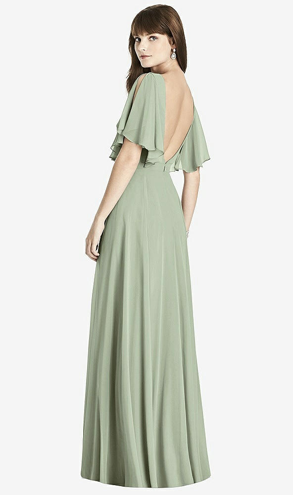 Back View - Sage Split Sleeve Backless Maxi Dress - Lila
