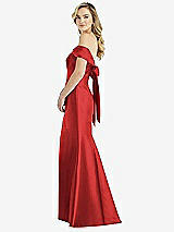 Front View Thumbnail - Poppy Red Off-the-Shoulder Bow-Back Satin Trumpet Gown