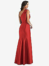 Alt View 2 Thumbnail - Poppy Red Bow One-Shoulder Satin Trumpet Gown