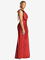 Alt View 5 Thumbnail - Poppy Red Bow One-Shoulder Satin Trumpet Gown
