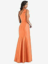 Alt View 2 Thumbnail - Portofino Orange Bow One-Shoulder Satin Trumpet Gown