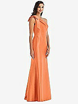 Alt View 3 Thumbnail - Portofino Orange Bow One-Shoulder Satin Trumpet Gown
