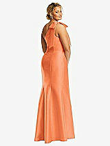 Alt View 6 Thumbnail - Portofino Orange Bow One-Shoulder Satin Trumpet Gown