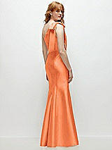 Side View Thumbnail - Portofino Orange Bow One-Shoulder Satin Trumpet Gown