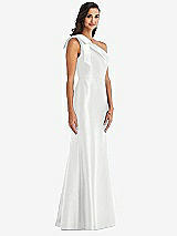 Alt View 3 Thumbnail - White Bow One-Shoulder Satin Trumpet Gown
