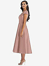 Side View Thumbnail - Neu Nude Puff Cap Sleeve Full Skirt Satin Midi Dress