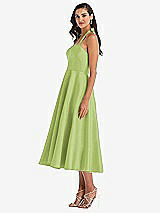 Side View Thumbnail - Mojito Tie-Neck Halter Full Skirt Satin Midi Dress