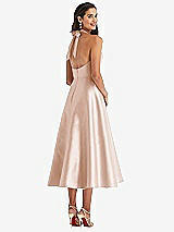 Rear View Thumbnail - Cameo Tie-Neck Halter Full Skirt Satin Midi Dress