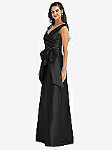 Side View Thumbnail - Black & Black Off-the-Shoulder Bow-Waist Maxi Dress with Pockets