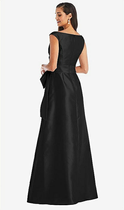 knee length dresses for ladies Angelina Oversized Bow Gown- Black 6 main image 0