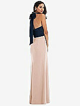 Alt View 3 Thumbnail - Cameo & Midnight Navy High-Neck Open-Back Maxi Dress with Scarf Tie
