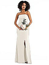 Alt View 1 Thumbnail - Ivory Strapless Tuxedo Maxi Dress with Front Slit