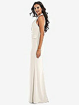 Side View Thumbnail - Ivory Halter Tuxedo Maxi Dress with Front Slit