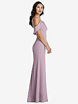 Alt View 2 Thumbnail - Suede Rose One-Shoulder Draped Cuff Maxi Dress with Front Slit