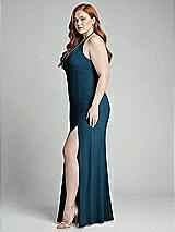 Alt View 2 Thumbnail - Atlantic Blue High-Neck Halter Dress with Twist Criss Cross Back 