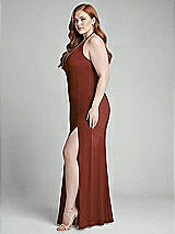 Alt View 2 Thumbnail - Auburn Moon High-Neck Halter Dress with Twist Criss Cross Back 