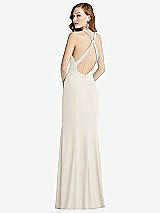 Front View Thumbnail - Ivory High-Neck Halter Dress with Twist Criss Cross Back 