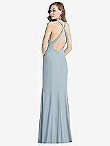 Front View Thumbnail - Mist High-Neck Halter Dress with Twist Criss Cross Back 