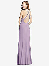 Front View Thumbnail - Pale Purple High-Neck Halter Dress with Twist Criss Cross Back 