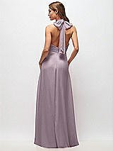 Rear View Thumbnail - Lilac Dusk High Neck Halter Backless Maxi Dress