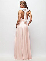 Rear View Thumbnail - Blush High Neck Halter Backless Maxi Dress