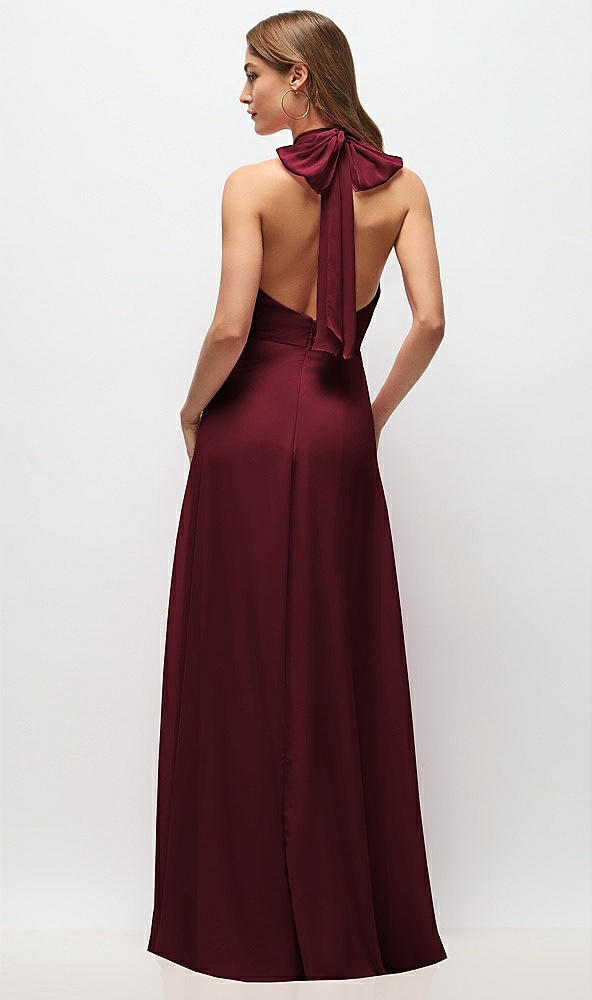 Back View - Cabernet High Neck Halter Backless Maxi Dress