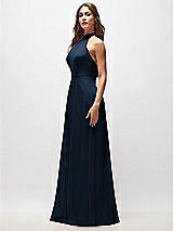 Side View Thumbnail - Midnight Navy High Neck Halter Backless Maxi Dress