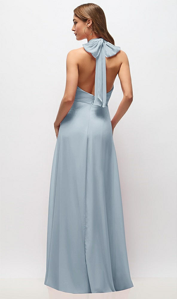 Back View - Mist High Neck Halter Backless Maxi Dress
