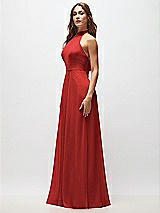 Side View Thumbnail - Poppy Red High Neck Halter Backless Maxi Dress