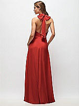 Rear View Thumbnail - Poppy Red High Neck Halter Backless Maxi Dress
