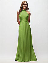 Front View Thumbnail - Peridot Green High Neck Halter Backless Maxi Dress