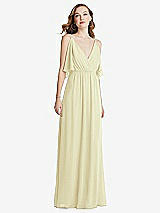 Alt View 3 Thumbnail - Butter Yellow Convertible Cold-Shoulder Draped Wrap Maxi Dress