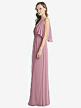 Alt View 2 Thumbnail - Dusty Pink Convertible Cold-Shoulder Draped Wrap Maxi Dress