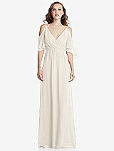 Front View Thumbnail - Ivory Convertible Cold-Shoulder Draped Wrap Maxi Dress