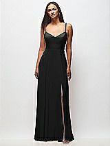 Front View Thumbnail - Black Tie-Back Cutout Maxi Dress with Front Slit