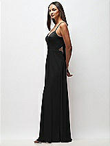 Side View Thumbnail - Black Tie-Back Cutout Maxi Dress with Front Slit
