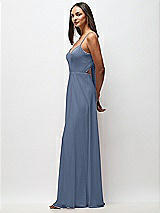 Side View Thumbnail - Larkspur Blue Tie-Back Cutout Maxi Dress with Front Slit