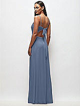 Rear View Thumbnail - Larkspur Blue Tie-Back Cutout Maxi Dress with Front Slit