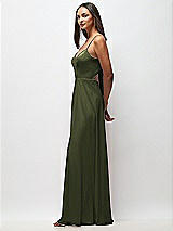 Side View Thumbnail - Olive Green Tie-Back Cutout Maxi Dress with Front Slit