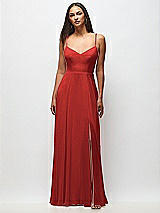 Front View Thumbnail - Poppy Red Tie-Back Cutout Maxi Dress with Front Slit