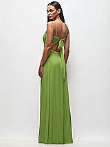 Rear View Thumbnail - Peridot Green Tie-Back Cutout Maxi Dress with Front Slit