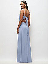 Rear View Thumbnail - Sky Blue Tie-Back Cutout Maxi Dress with Front Slit