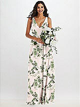 Alt View 2 Thumbnail - Palm Beach Print Deep V-Neck Chiffon Maxi Dress
