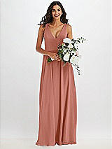 Alt View 2 Thumbnail - Desert Rose Deep V-Neck Chiffon Maxi Dress