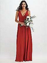 Alt View 2 Thumbnail - Poppy Red Deep V-Neck Chiffon Maxi Dress